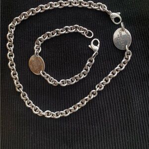 Vintage Oval Return to Sender 925 Tiffany & Co. Necklace and Bracelet Set